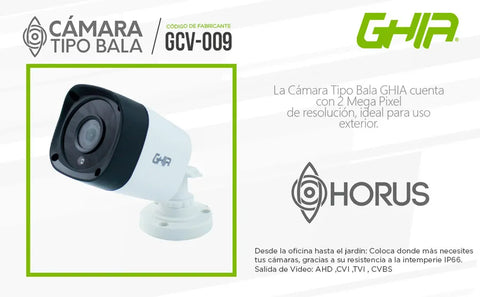 Camara Ghia Tipo Bala 1080p 4 En 1 Ahd, Tvi, Cvi, Cvbs, 2mp, Lente De 3.6mm, Ir 25 Metros Uso Exterior