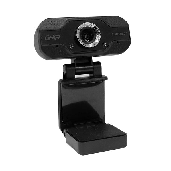 Camara Web Ghia Full Hd 1080p, Enfoque Automatico, Microfono Integrado Via Usb 2.0, Base Ajustable, Color Negro