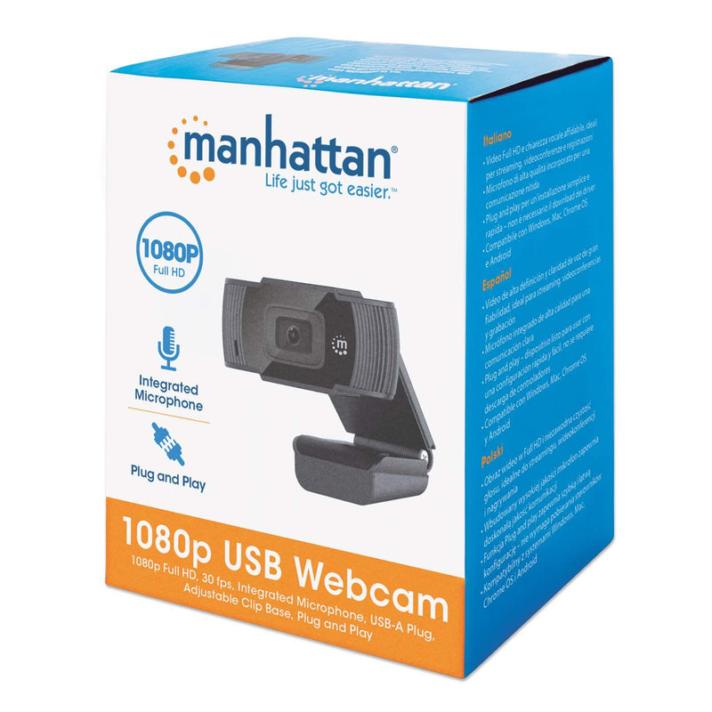 Camara Web Manhattan Full Hd Usb V2, 1080p, Mic Interno, 30fps, 462006