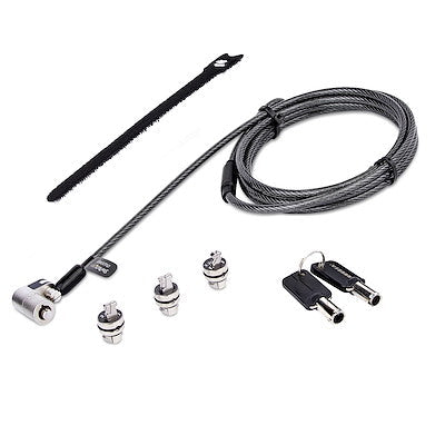 Candado de seguridad universal 3 en 1 - seguro para laptop con ranura k-slot, nano o wedge - cable de 2m antirrobo en acero con llave - startech.com mod. Ltulockkey