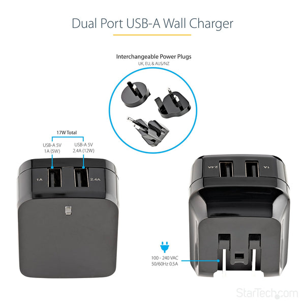 Cargador De Pared Usb De 2 Puertos Startech.Com Para Tablets Telefonos Celulares - Cargador Para Viajes