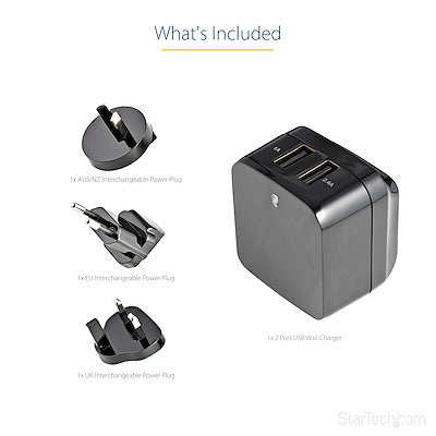Cargador De Pared Usb De 2 Puertos Startech.Com Para Tablets Telefonos Celulares - Cargador Para Viajes