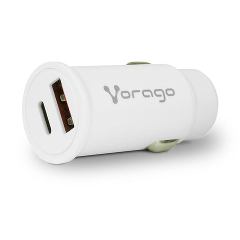 Cargador Para Auto Vorago Tipo C 20w, Usb A Carga Rapida 3.0 Au-305-Wh