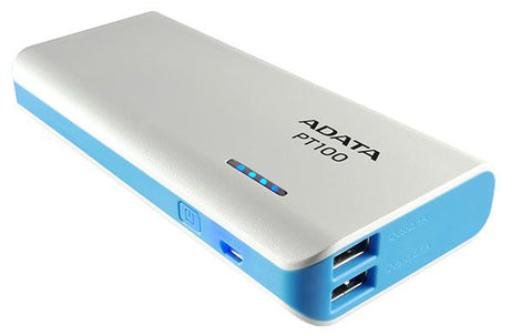 Cargador Portátil Adata Pt100 Blanco Con Azul (Apt100-10000m-5v-Cwhbl)