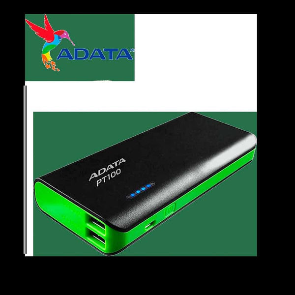 Cargador Portátil Adata Pt100 Negro Con Verde (Apt100-10000m-5v-Cbkgr)