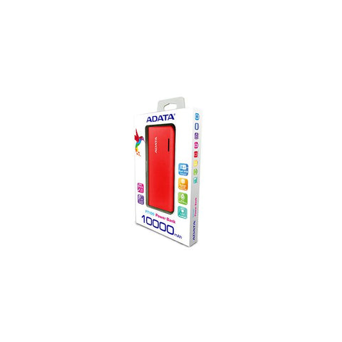Cargador Portátil Adata Pt100 Rojo Con Naranja (Apt100-10000m-5v-Crdor)