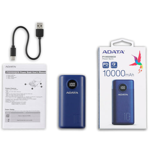Cargador Portátil Digital Adata P10000qcd Tipo C Azul (Ap10000qcd-Dgt-Cdb)