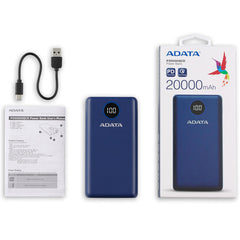 Cargador Portátil Digital Adata P20000qcd Tipo C Azul (Ap20000qcd-Dgt-Cdb)