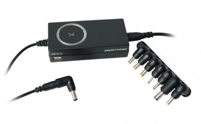 Cargador Universal Inteligente Con Puntas Intercambiables Y Puerto Usb Perfect Choice Negro