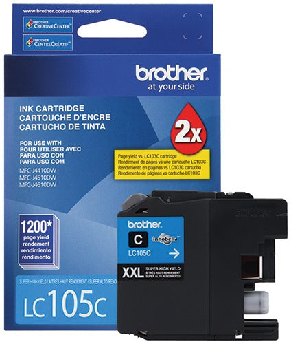 Cartucho De Tinta Brother Lc105c Cyan Super Alto Rendimiento 1200 Paginas