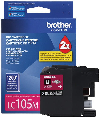 Cartucho De Tinta Brother Lc105m Magenta Super Alto Rendimiento 1200 Pagianas