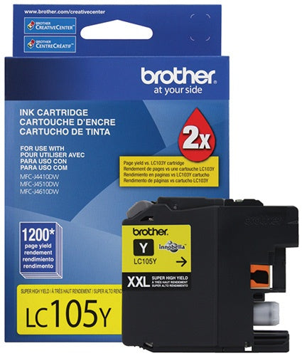 Cartucho De Tinta Brother Lc105y Amarillo Super Alto Rendimiento 1200 Paginas