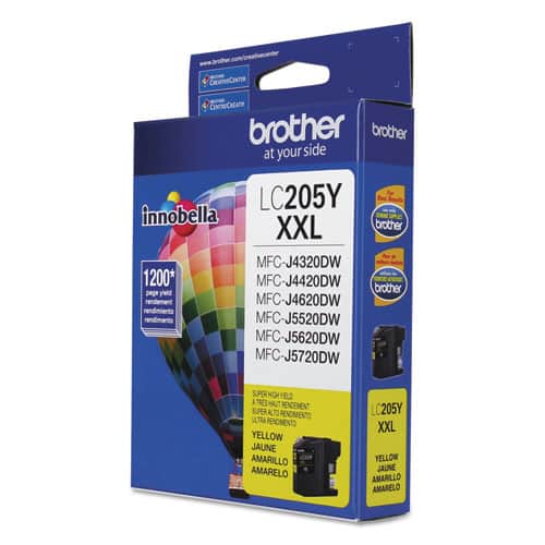 Cartucho De Tinta Brother Lc205y Amarillo Alto Rendimiento 1200 Paginas