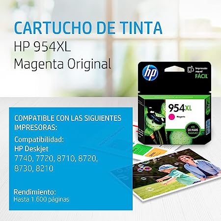 Cartucho Hp 954xl Magenta Alto Rendimiento (L0s65al)