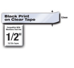 Cinta Brother Tze131 Negro Sobre Transparente Laminada 1.2 Cm X 8 M D