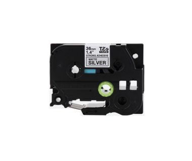 Cinta Brother Tzes961 Negro Sobre Plata Mate 36 Mm X 8M