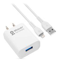 Combo Brobotix Cargador De Pared + Cable Usb-A A Lightning, Carga Rapida, 18w, Color Blanco