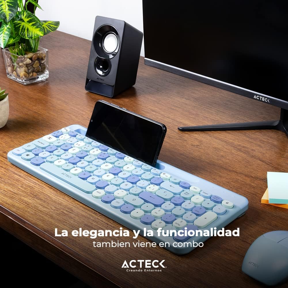 Combo Inalámbrico 2 en 1 Creator Chic Colors MK470, Teclado + Mouse 2.4Ghz Diseño Delgado + 2xBaterías AAA Incluidas Azul Advanced Series