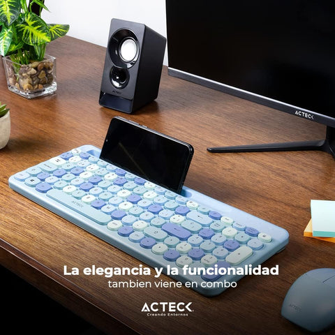 Combo Inalámbrico 2 en 1 Creator Chic Colors MK470, Teclado + Mouse 2.4Ghz Diseño Delgado + 2xBaterías AAA Incluidas Azul Advanced Series
