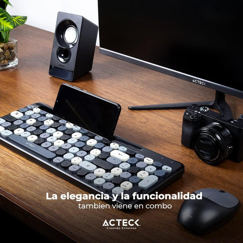 Combo Teclado y Mouse Inalámbrico 2 en 1 Creator Chic Colors MK470, Teclado + Mouse 2.4Ghz, Diseño Delgado + 2xBaterías AAA Incluidas Gris Advanced Series