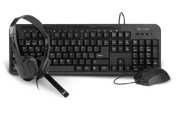 Combo Vorago Teclado Y Mouse Km-107 + Diadema Con Micrófono Hs-400 Brown Box(Kit-Km-Hs)