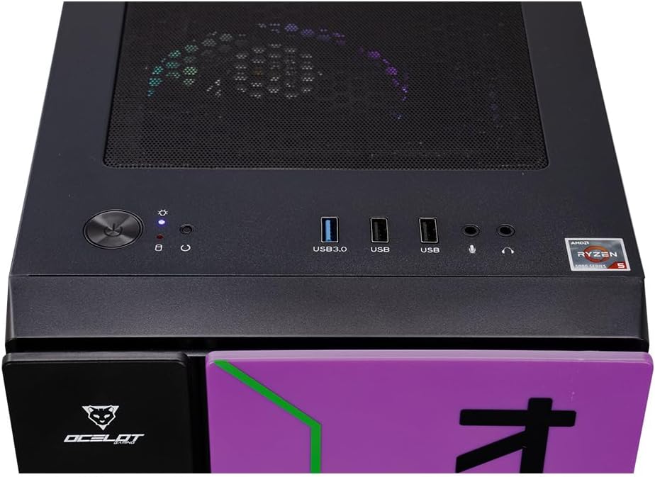 Computadora Gamer Ocelot Gaming  Katana series, CPU AMD RYZEN 5 5600X 6 CORE 4.6 GHZ, GPU RTX 4060 8 GB, ENFRIAMIENTO LIQUIDO, 16 GB RAM, 1 TB NVME , Wifi, Windows de prueba