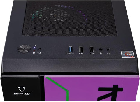 Computadora Gamer Ocelot Gaming  Katana series, CPU AMD RYZEN 5 5600X 6 CORE 4.6 GHZ, GPU RTX 4060 8 GB, ENFRIAMIENTO LIQUIDO, 16 GB RAM, 1 TB NVME , Wifi, Windows de prueba