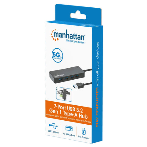 Concentrador Hub 7 Puertos Usb V3.2 Manhattan 5gbps 168403