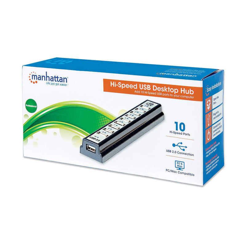 Concentrador Hub Manhattan Usb 10 Puertos Con Fuente 161572