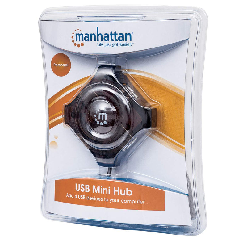 Concentrador Mini Hub Manhattan Usb 4 Puertos Negro 162272