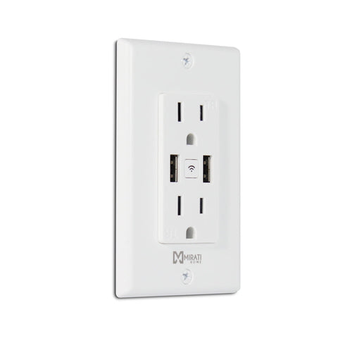 Contacto De Pared Inteligente Mcp1 Mirati Home- Smart Home - 2 Contactos - 2 Puertos Usb - Wi-Fi