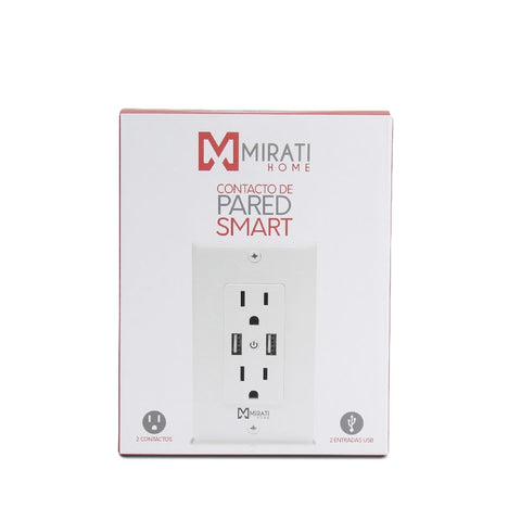 Contacto De Pared Inteligente Mcp1 Mirati Home- Smart Home - 2 Contactos - 2 Puertos Usb - Wi-Fi