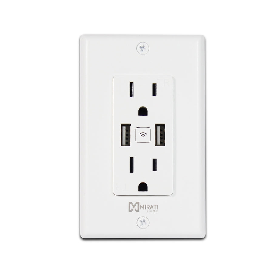 Contacto De Pared Inteligente Mcp1 Mirati Home- Smart Home - 2 Contactos - 2 Puertos Usb - Wi-Fi