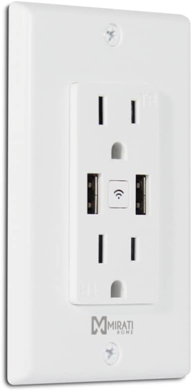 Contacto De Pared Inteligente Mcp1 Mirati Home- Smart Home - 2 Contactos - 2 Puertos Usb - Wi-Fi