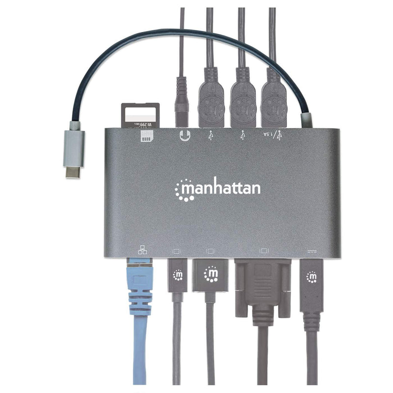 Convertidor Manhattan 152808 Video Usb-C A Hdmi, Dpmini, Svga, Rj45, 3.5mm