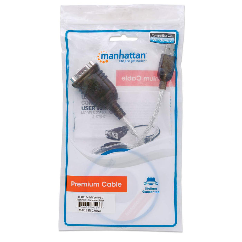 Convertidor Manhattan Usb A Serial Db9m 45cm Pl-2303ra Bolsa 205153