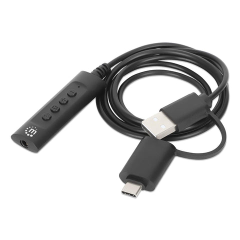 Convertidor Usb A/Usb C A Tarjeta De Sonido+Control Manhattan 153560
