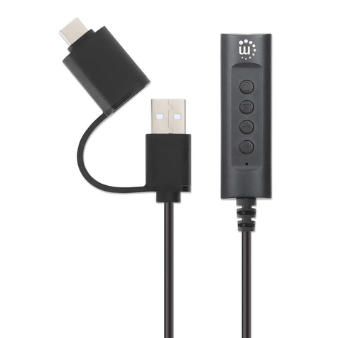 Convertidor Usb A/Usb C A Tarjeta De Sonido+Control Manhattan 153560