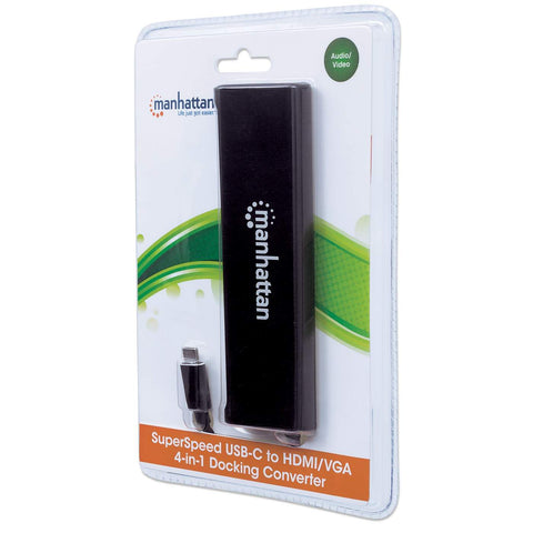 Convertidor Usb Manhattan Tipo C-Hdmi/Svga H + Hub + Lector 152631