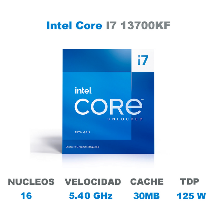 Cpu Intelci7 13700kf 3.4-5.4ghz30mb125w Soc1700 13thgen Bx8071513700kf