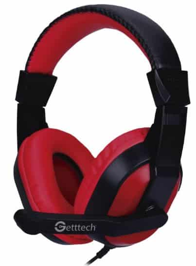 Diadema Headset Getttech Gh-2100 Stream 3.5mm, Mic Retractil, Negro, Rojo