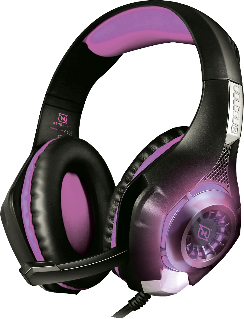 Diadema Necnon Gaming Flexible Over-Ear Nbhg Viper Led Alambrico Negro Con Fucsia