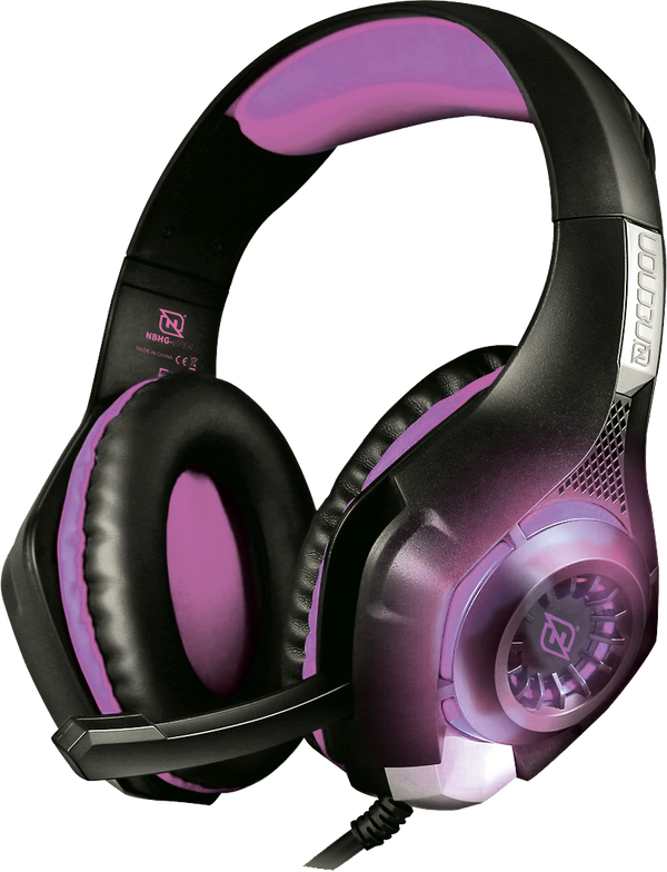 Diadema Necnon Gaming Flexible Over-Ear Nbhg Viper Led Alambrico Negro Con Fucsia