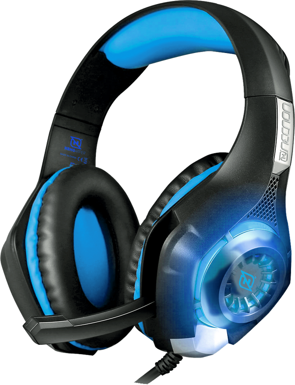 Diadema necnon gaming flexible over-ear nbhg-viper led alambrico, Negro con azul