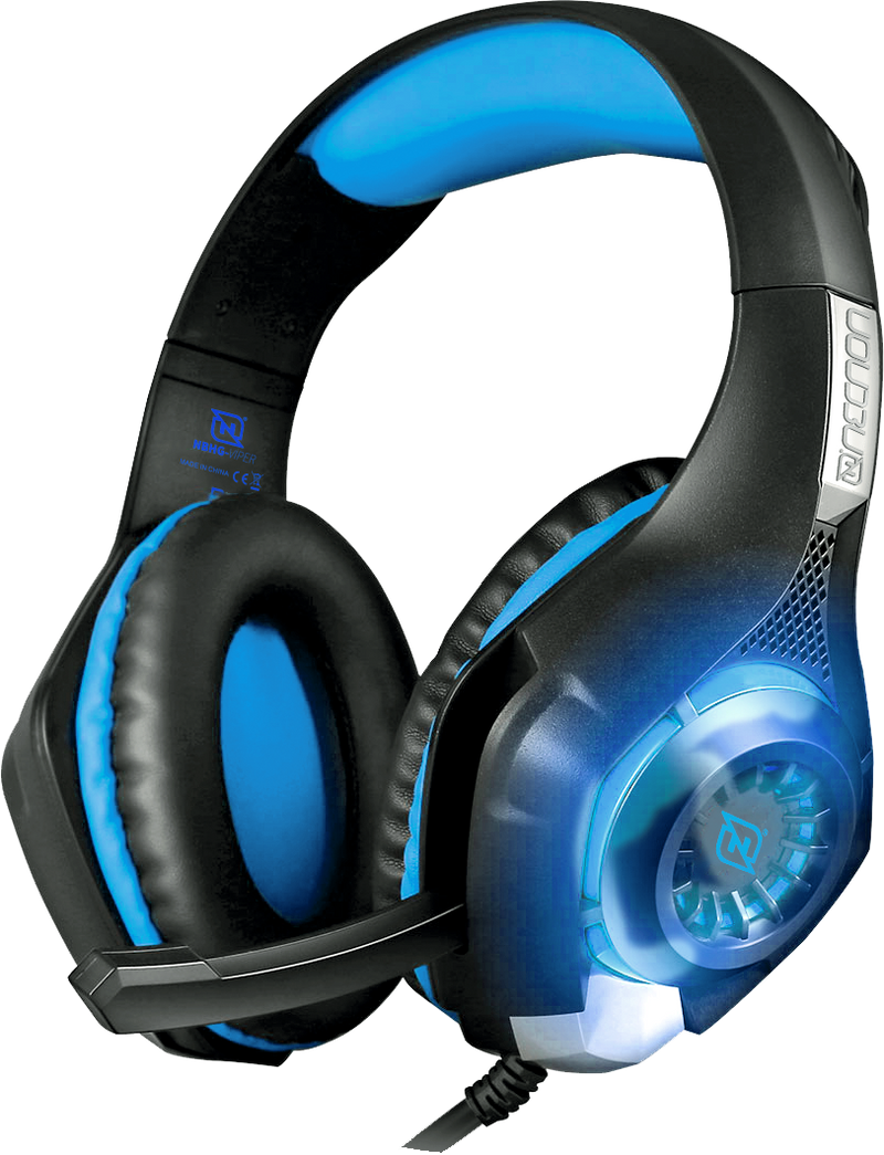 Diadema necnon gaming flexible over-ear nbhg-viper led alambrico, Negro con azul