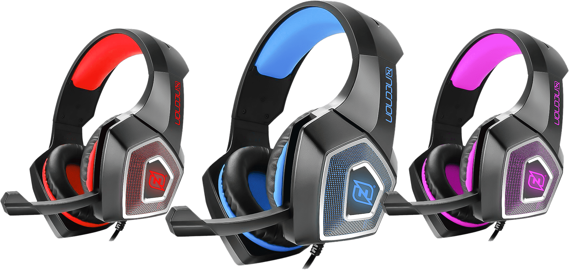 Diadema necnon gaming over-ear nbhg flexible, vibracion, alambricos. Fucsia