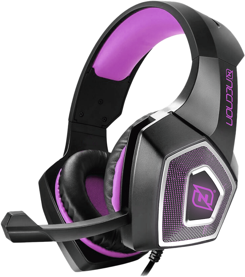 Diadema necnon gaming over-ear nbhg flexible, vibracion, alambricos. Fucsia