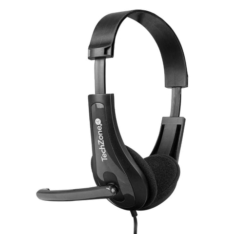 Diadema Techzone Tz15pcaud Alambrica Ajustable Microfono 3.5mm Negro