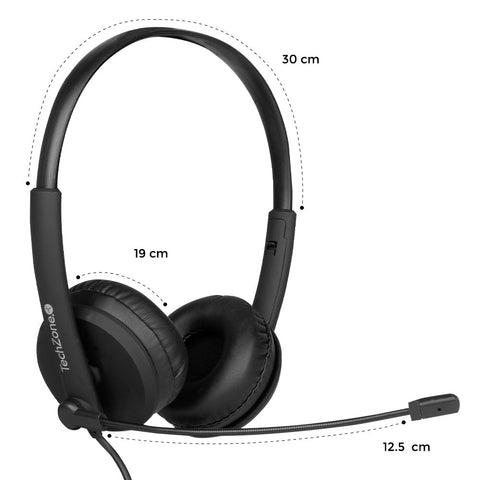 Diadema Techzone Tzdia01 Alambrica Usb Sonido Estereo Manos Libres Negro