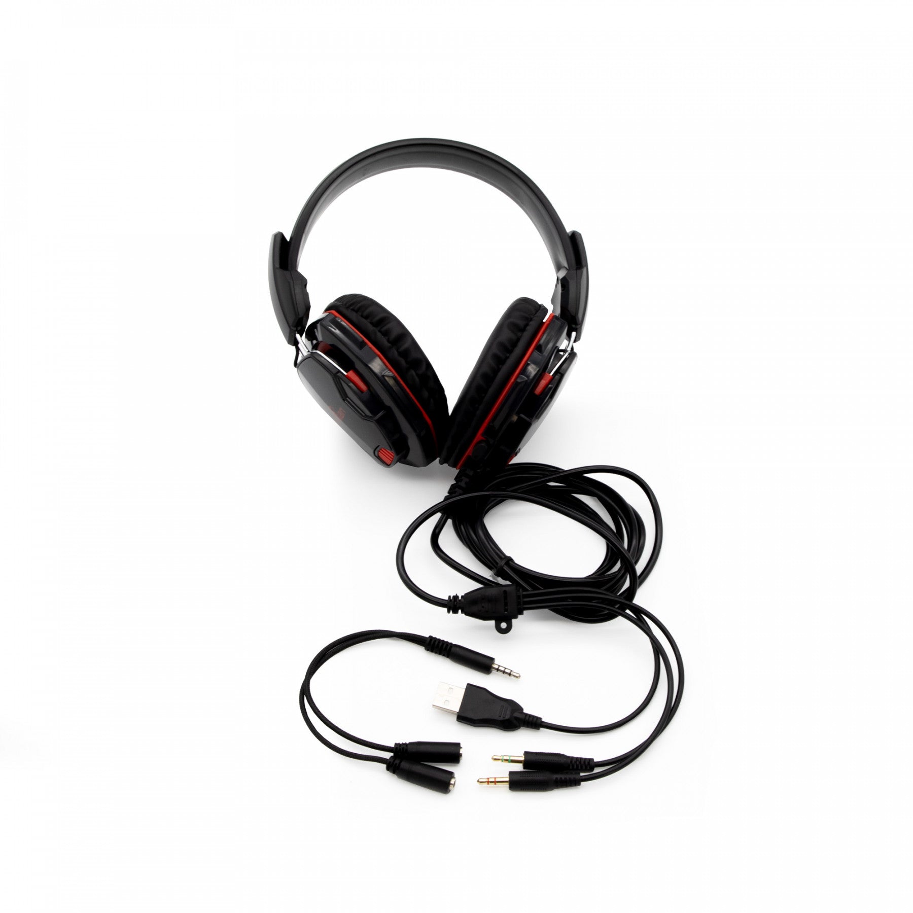 Diadema Yeyian Yh2000 Tempest Led, 3.5mm, Pc, Cons, Usb, Con Microfono Negro Con Rojo